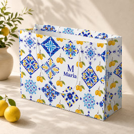 Blauw Frans land lemone patroon monogram naam Groot Cadeauzakje