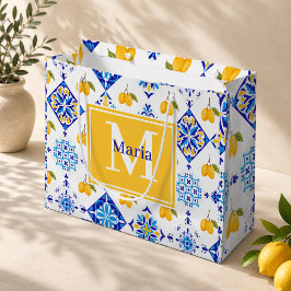Blauw Frans land lemone patroon monogram naam Groot Cadeauzakje