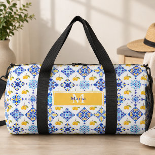 Blauw Frans land lemone patroon monogram naam Plunjezak