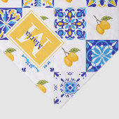 Blauw Frans land lemone patroon monogram naam Tissuepapier (Detail)