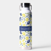 Blauw Frans land lemone patroon naam Waterfles (Voorkant)