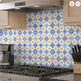 Blauw Frans land lemone patroon  Tegeltje