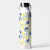 Blauw Frans land lemone patroon Waterfles (Voorkant)