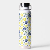 Blauw Frans land lemone patroon Waterfles (Achterkant)