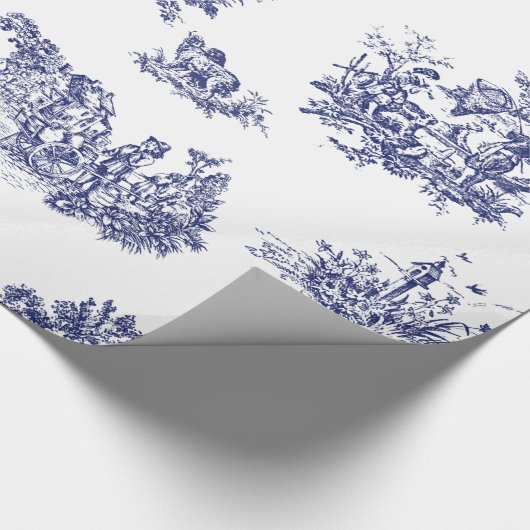 Blauw Frans Land Toile Cadeaupapier (Hoek)