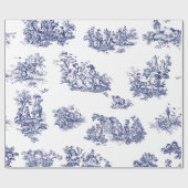Blauw Frans Land Toile Cadeaupapier (Vlak)