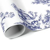 Blauw Frans Land Toile Cadeaupapier (Rol Hoek)