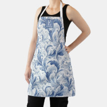Blauw Frans land toile patroon monogram