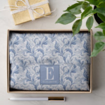Blauw Frans land toile patroon monogram