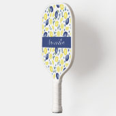 Blauw Frans Landelijk Citroen Patroon Naam Pickleball Paddle (Links)