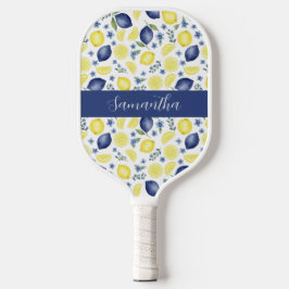 Blauw Frans Landelijk Citroen Patroon Naam Pickleball Paddle