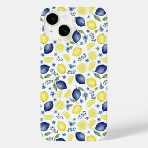 Blauw Frans Landelijk Citroenpatroon Case-Mate iPhone 14 Hoesje