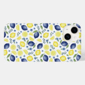 Blauw Frans Landelijk Citroenpatroon Case-Mate iPhone Case (Achterkant (horizontaal))