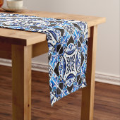 Blauw Frans Mediterraan Tegel vrijgezellenfeest fe Korte Tafelloper (Voorbeeld)