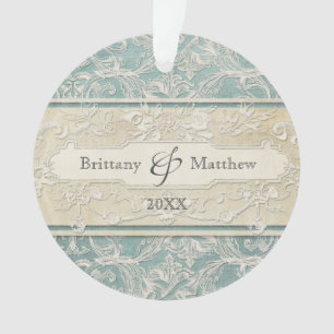 Blauw  Frans Regency Lace Etched Wedding Ornament