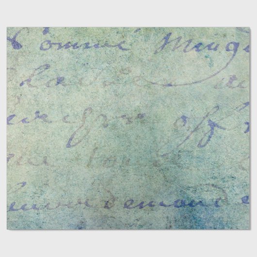 blauw Frans Script Parchment Paper Cadeaupapier (Vlak)