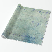 blauw Frans Script Parchment Paper Cadeaupapier (Uitgerold)