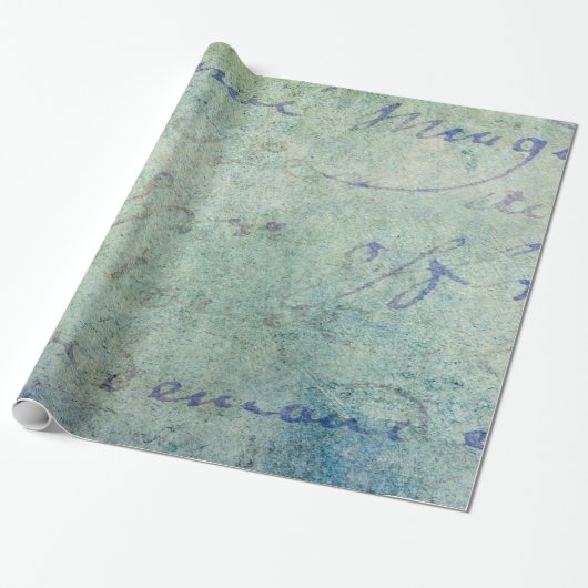  blauw Frans Script Parchment Paper Cadeaupapier (Uitgerold)