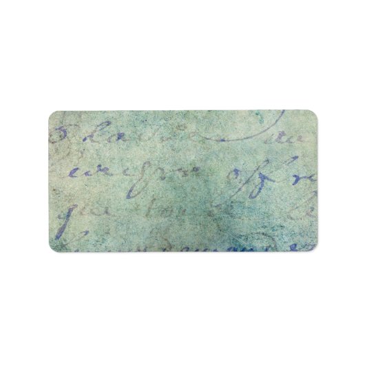  blauw Frans Script Parchment Paper Etiket (Voorkant)