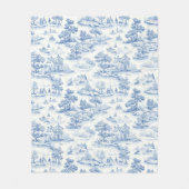 Blauw Frans Stijl Toile de Jouy Romantisch Elegant Fleece Deken (Voorkant)