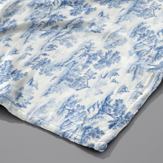 Blauw Frans Stijl Toile de Jouy Romantisch Elegant Fleece Deken