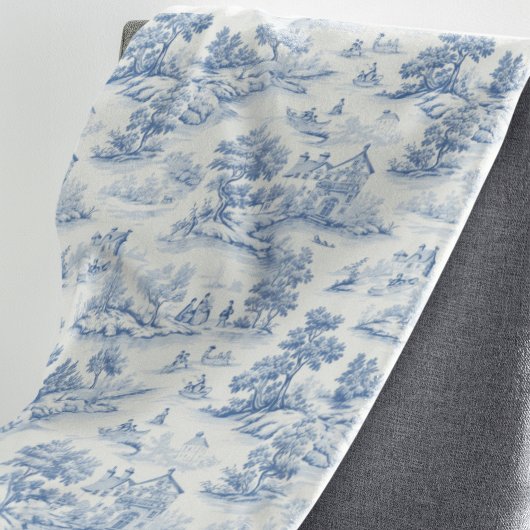 Blauw Frans Stijl Toile de Jouy Romantisch Elegant Fleece Deken