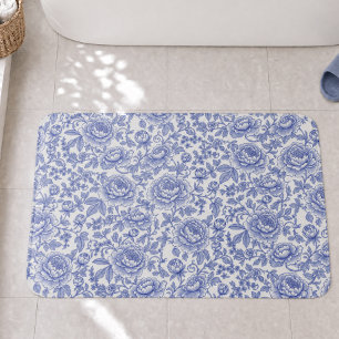 Blauw Frans Toile Bloemmotief Badmat