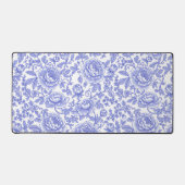 Blauw Frans Toile Bloemmotief Bureaumat (Voorkant)