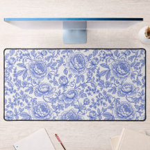 Blauw Frans Toile Bloemmotief