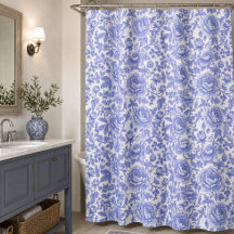 Blauw Frans Toile Bloemmotief