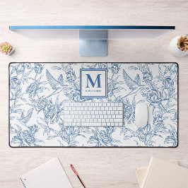 Blauw Frans Toile de Jouy Monogramnaam Bureaumat