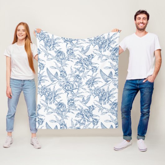Blauw Frans Toile Fleece Deken (In situ)
