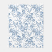Blauw Frans Toile Fleece Deken (Voorkant)
