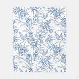 Blauw Frans Toile Fleece Deken