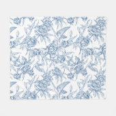 Blauw Frans Toile Fleece Deken (Voorkant (Horizontaal))