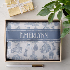 Blauw Frans Toile Honden Cadeauverpakking Design Tissuepapier