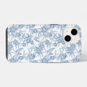 Blauw Frans Toile iPhone Hoesje (Achterkant horizontaal)