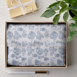 Blauw Frans Toile Jack Russell-cadeaupapier Tissuepapier