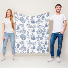 Blauw Frans Toile Jack Russell Cozy Fleece Deken