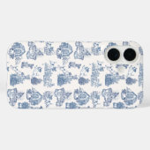 Blauw Frans Toile Jack Russell Elegantie Case-Mate iPhone Case (Achterkant (horizontaal))