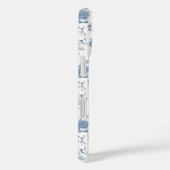 Blauw Frans Toile Jack Russell Elegantie Case-Mate iPhone Case (Achterkant / Rechts)