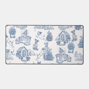 Blauw Frans Toile Jack Russell-werkruimte Bureaumat