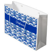 Blauw Frans Toile Patronennaam Groot Cadeauzakje (Voorkant Gekanteld)