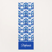 Blauw Frans Toile Patroon Aangepaste Naam Yogamat (Voorkant)