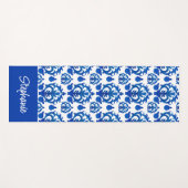 Blauw Frans Toile Patroon Aangepaste Naam Yogamat (Voorkant (horizontaal))