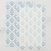 Blauw Frans Toile patroon Briefpapier (Voorkant / Achterkant)