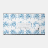 Blauw Frans Toile patroon Bureaumat (Keyboard & Muis)