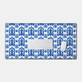 Blauw Frans Toile Patroon Bureaumat (Keyboard & Muis)