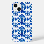 Blauw Frans Toile Patroon Case-Mate iPhone Case (Achterkant)