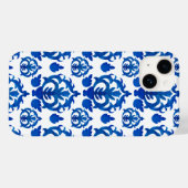 Blauw Frans Toile Patroon Case-Mate iPhone Case (Achterkant (horizontaal))